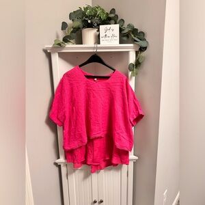 Umgee Hot Pink Layered Blouse